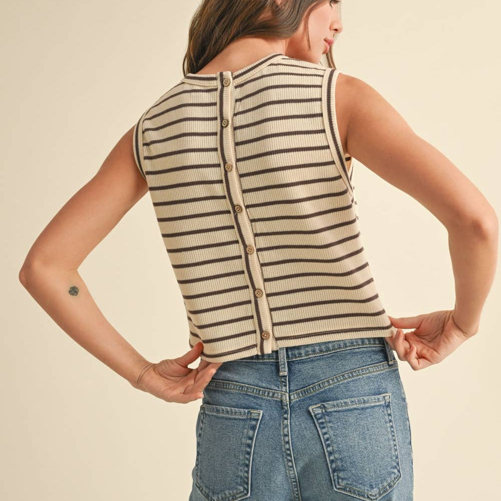 New Striped Knitted Sleeveless Top