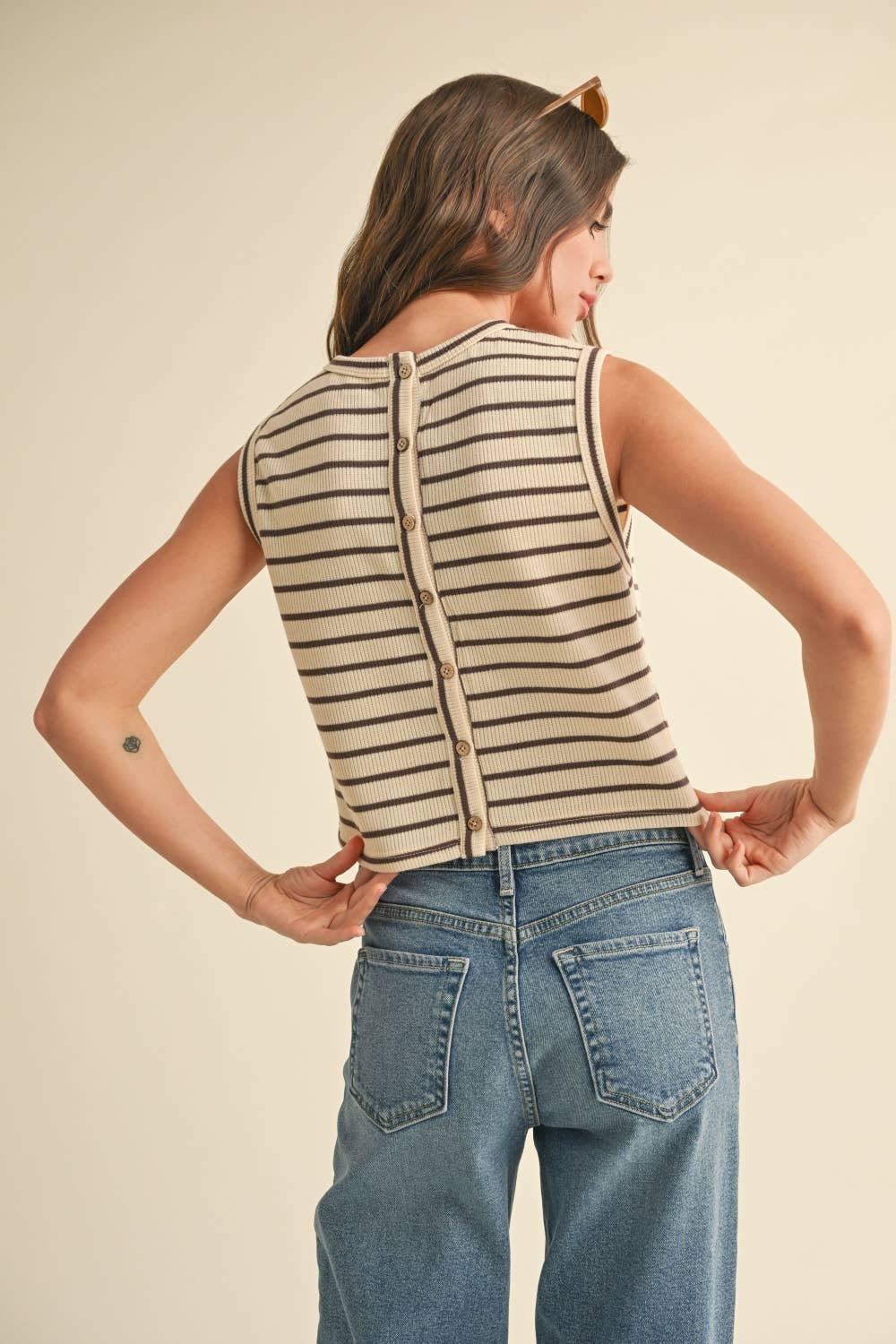 New Striped Knitted Sleeveless Top