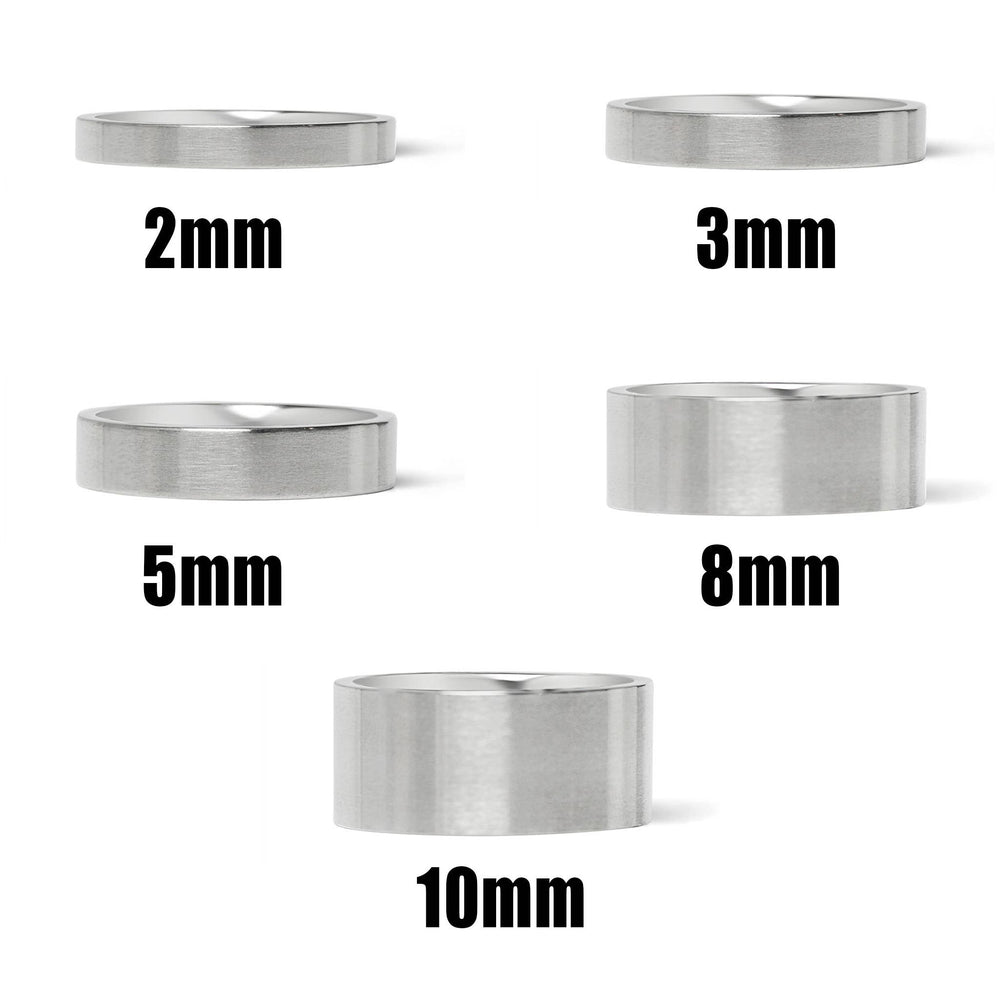 
                      
                        Brushed Flat Stainless Steel Ring
                      
                    