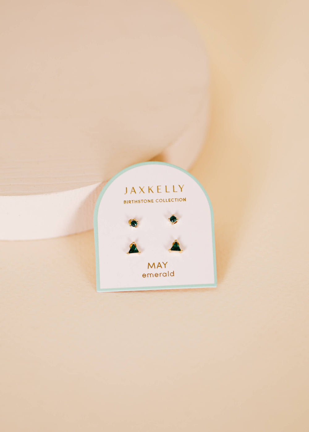 Birthstone Stud Gold Earrings Set - May