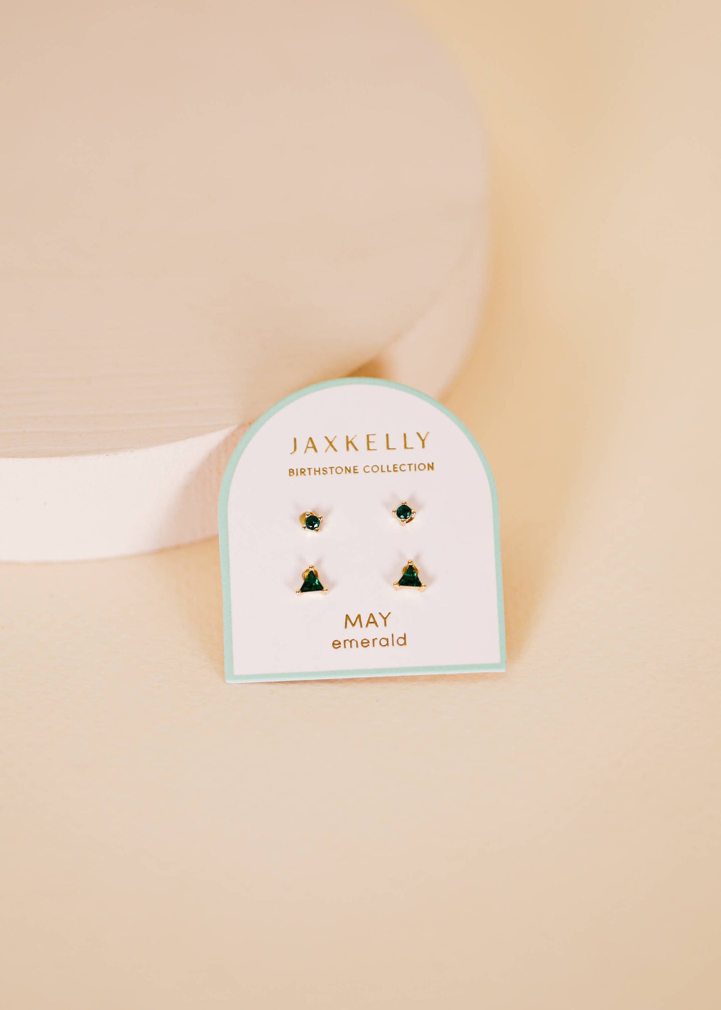 Birthstone Stud Gold Earrings Set - May