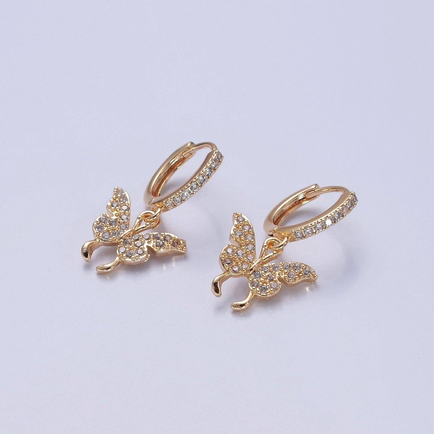 Dainty Gold Filled Huggie Earring with Butterfly Charm