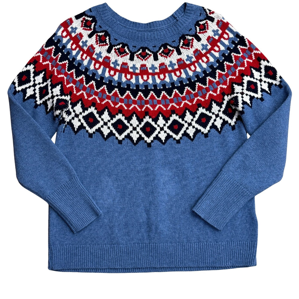 Pre-loved Chaps Fair Isle Blue Red & White Sweater - Size M