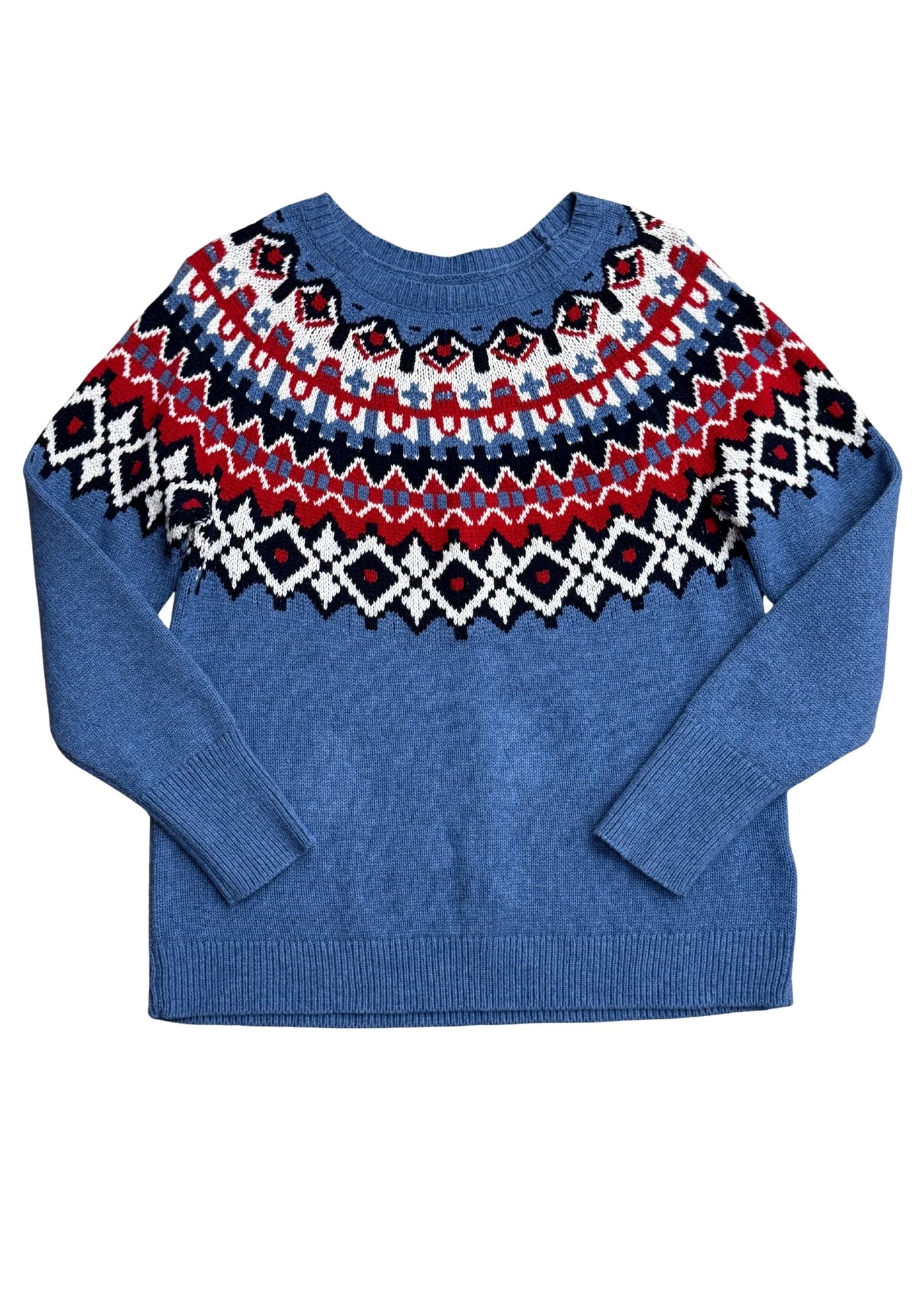 Pre-loved Chaps Fair Isle Blue Red & White Sweater - Size M