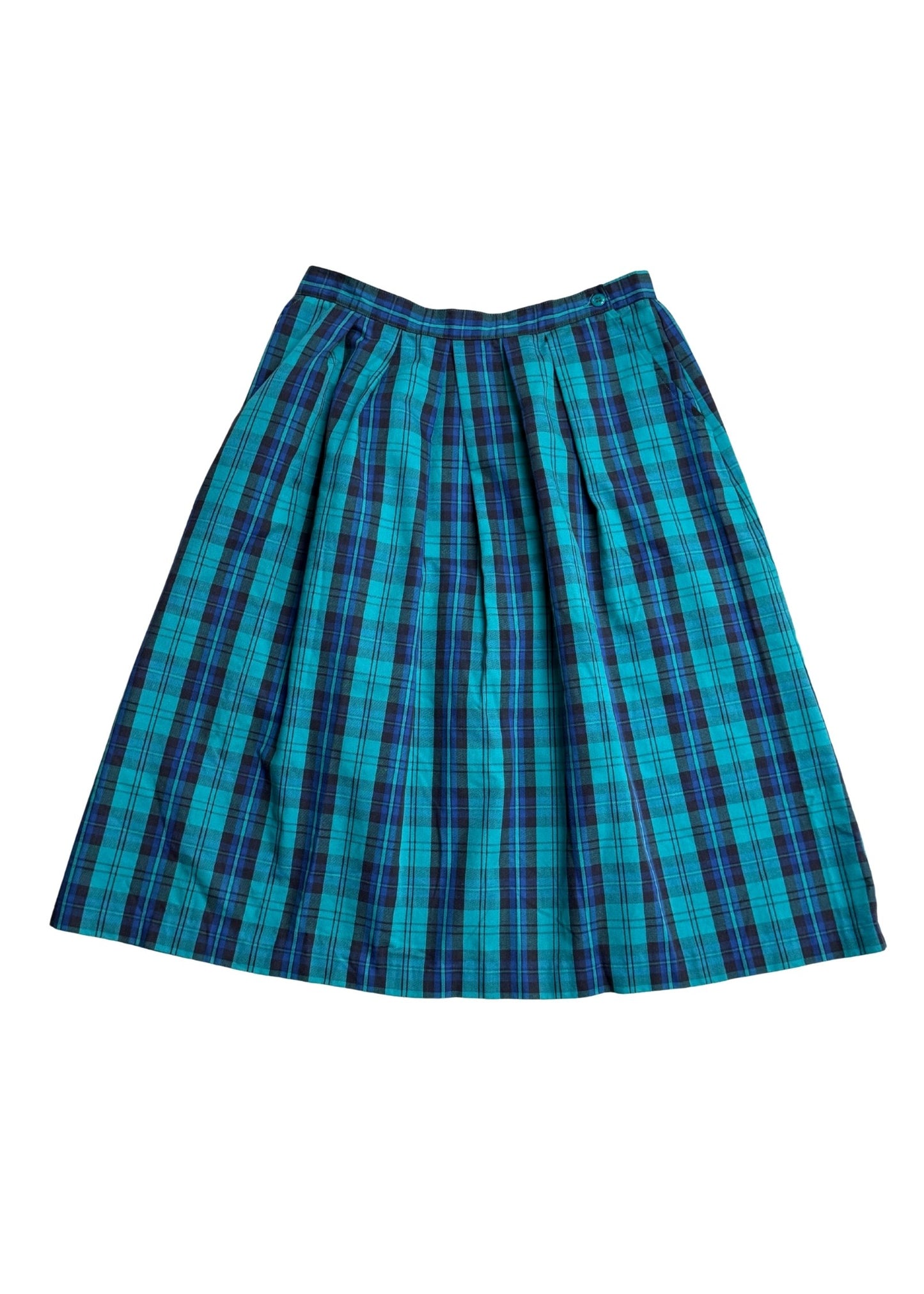 Pre-loved Green Check Midi Skirt - Size M