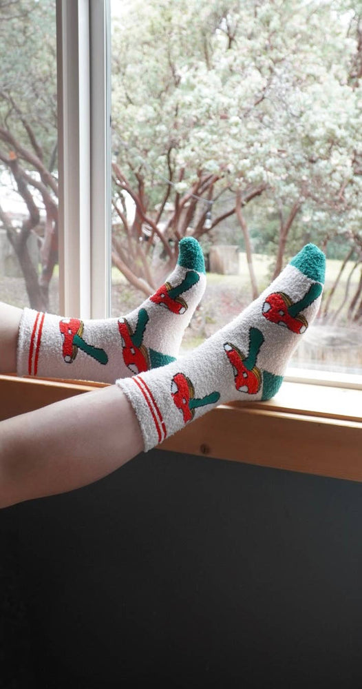 Mushies | Women's Fuzzy Non-Slip Grippers Mushroom Socks