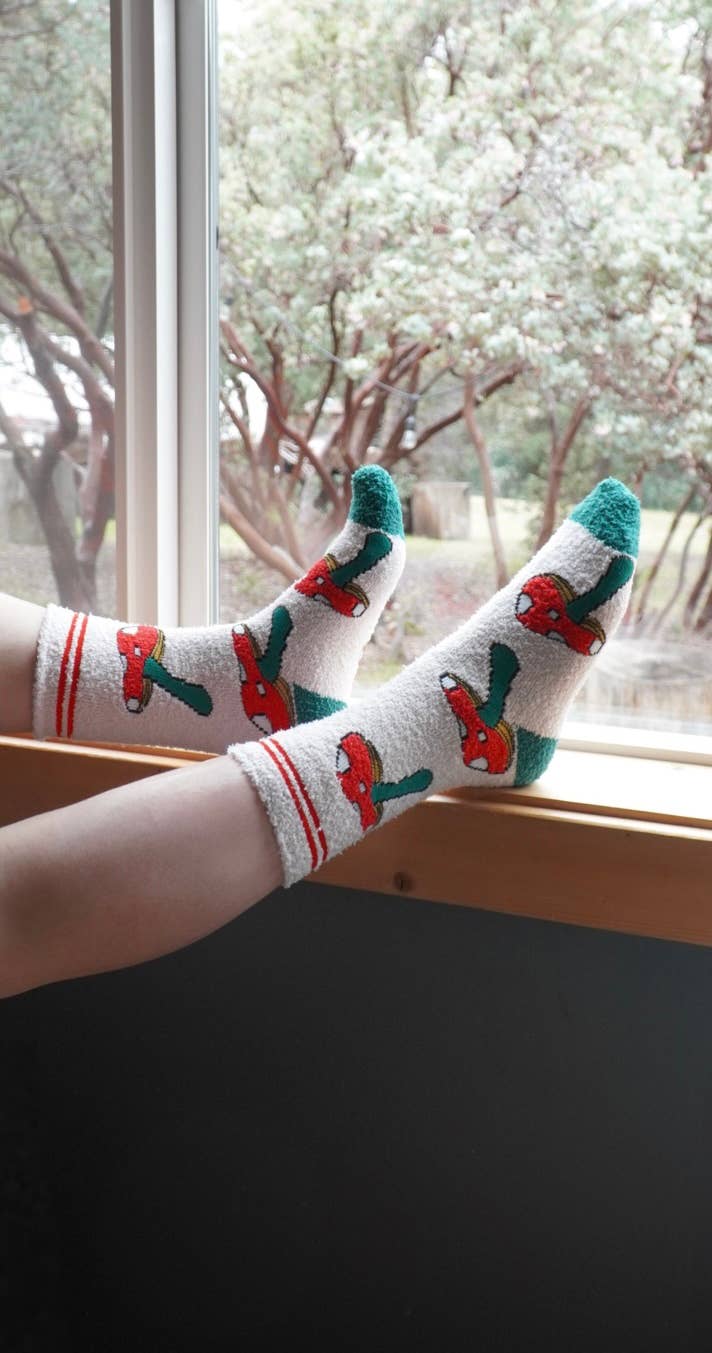Mushies | Women's Fuzzy Non-Slip Grippers Mushroom Socks