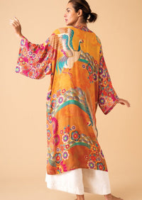 Kimono Gown in Golden Cranes