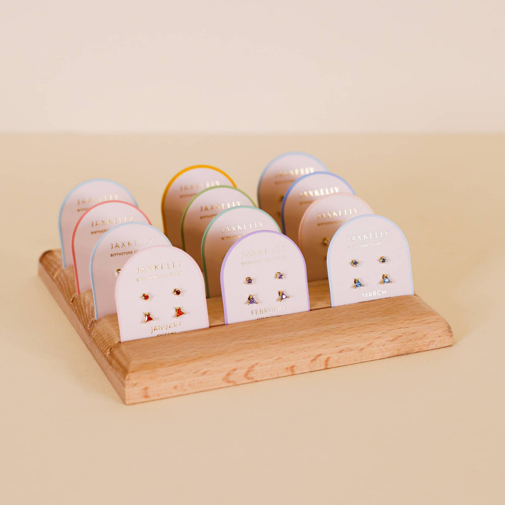 Birthstone Stud Gold Earrings Set - March