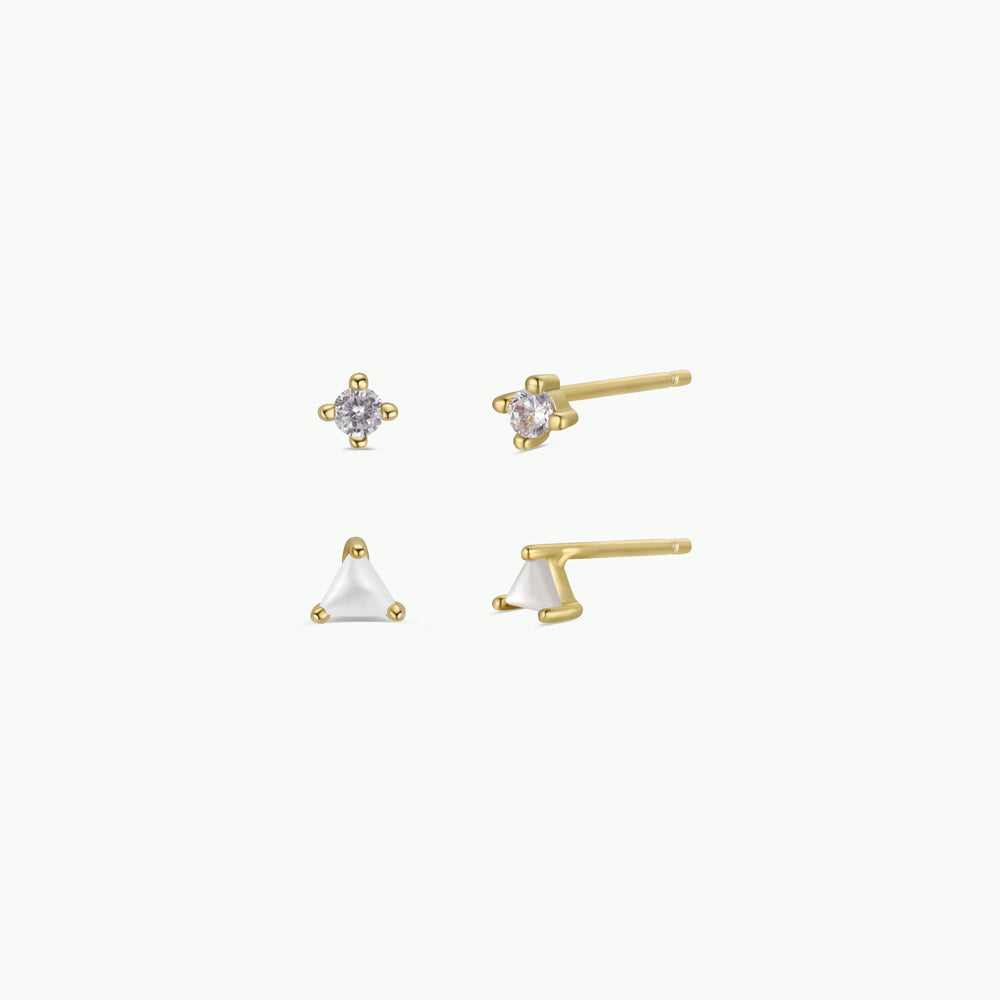 Birthstone Stud Gold Earrings Set - June