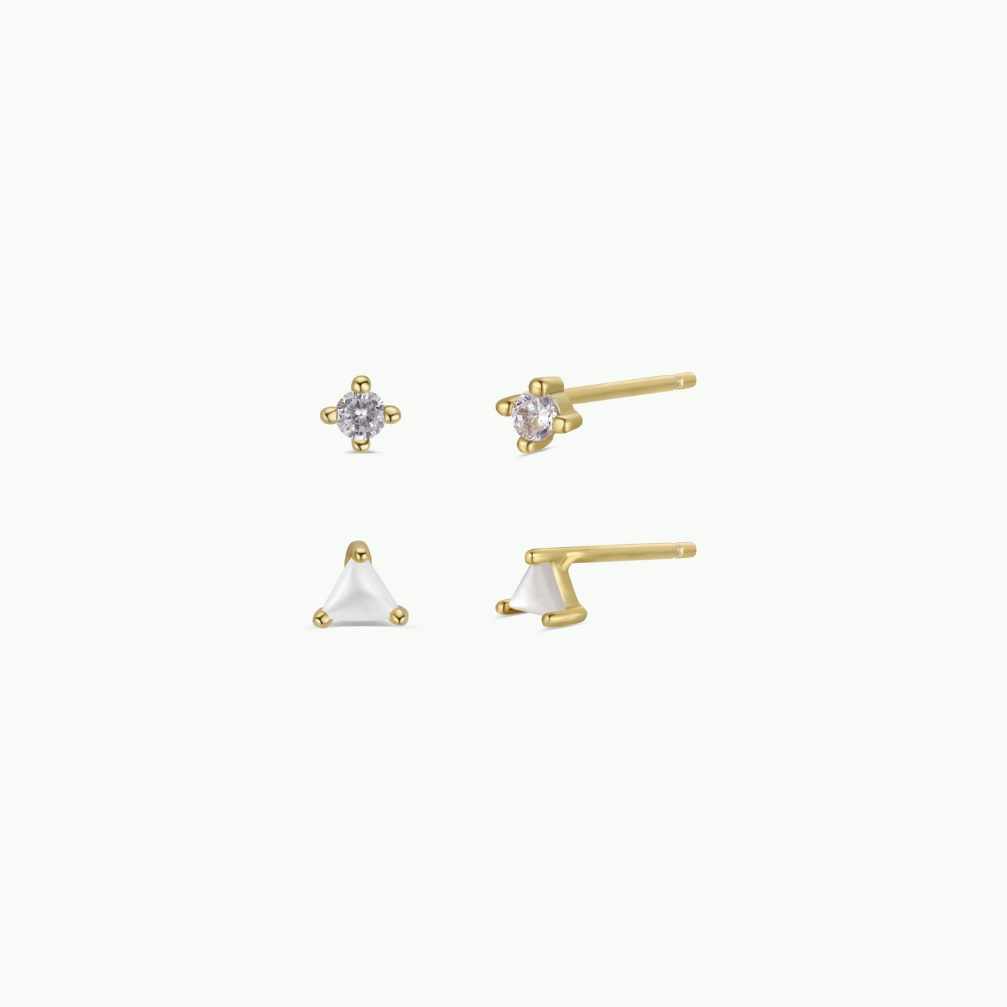 Birthstone Stud Gold Earrings Set - June