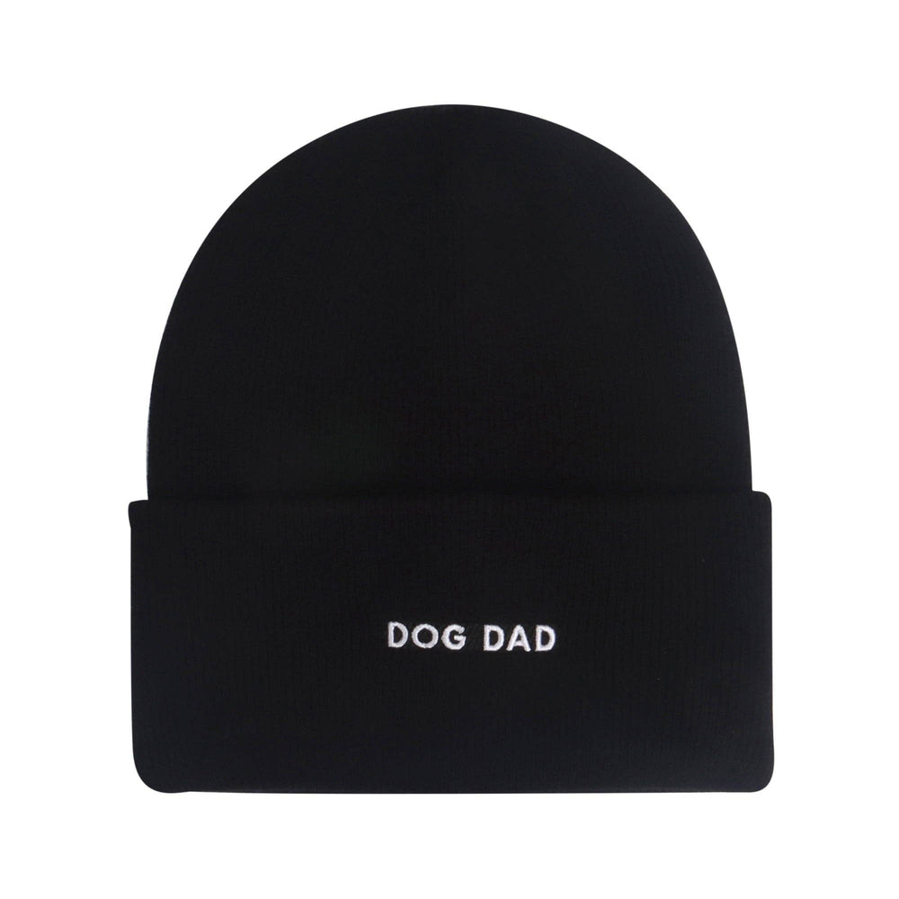 Hatphile Dog Dad Embroidery Beanie Toque - Black