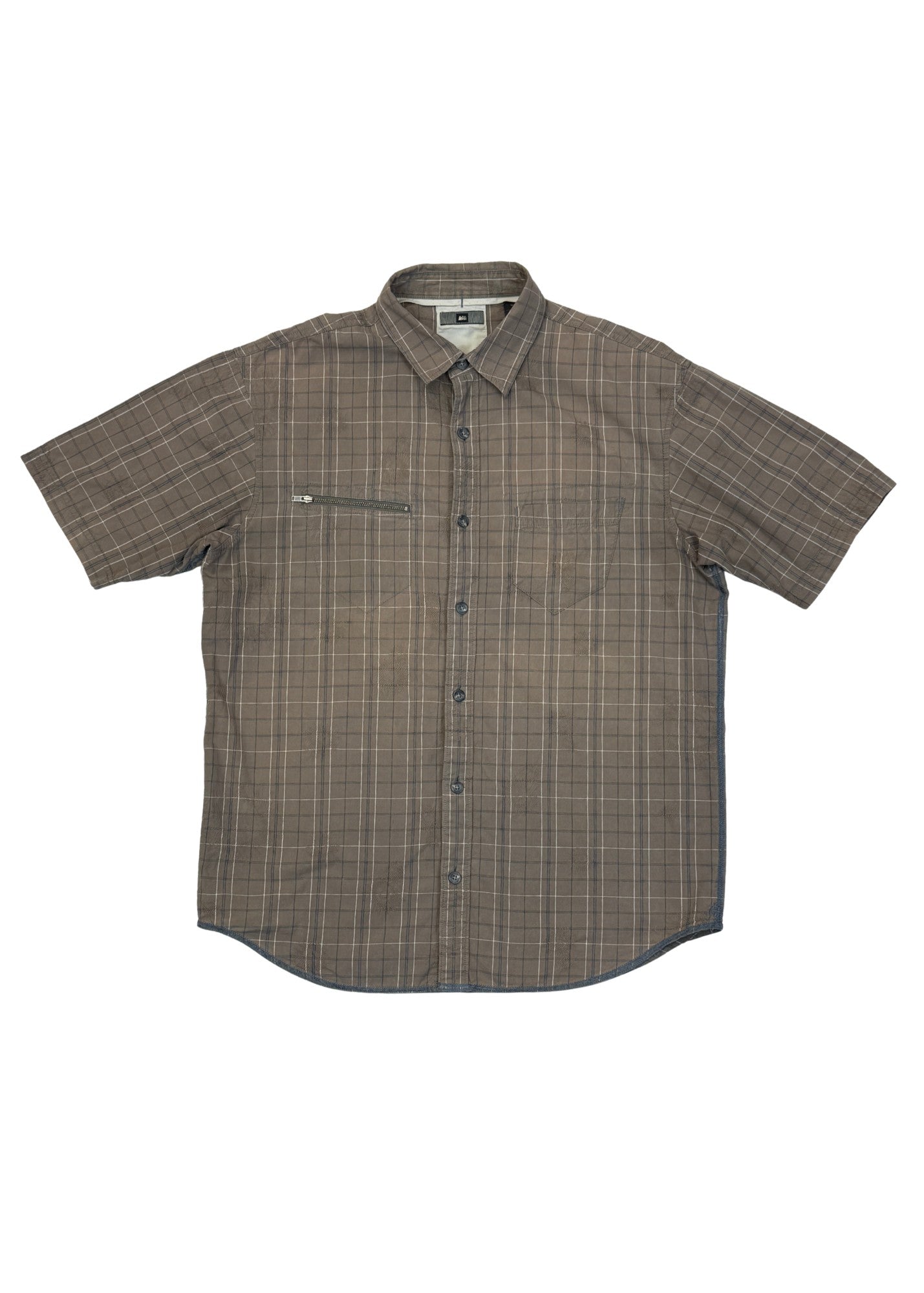 Pre-loved REI Plaid Taupe Short Sleeve Shirt - Size M