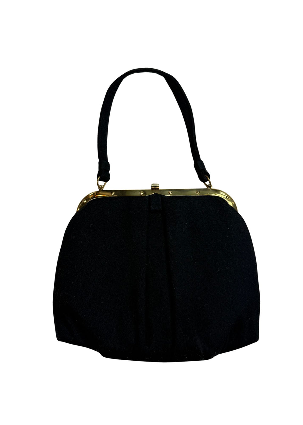 Vintage Black Wool Kiss-Lock Purse