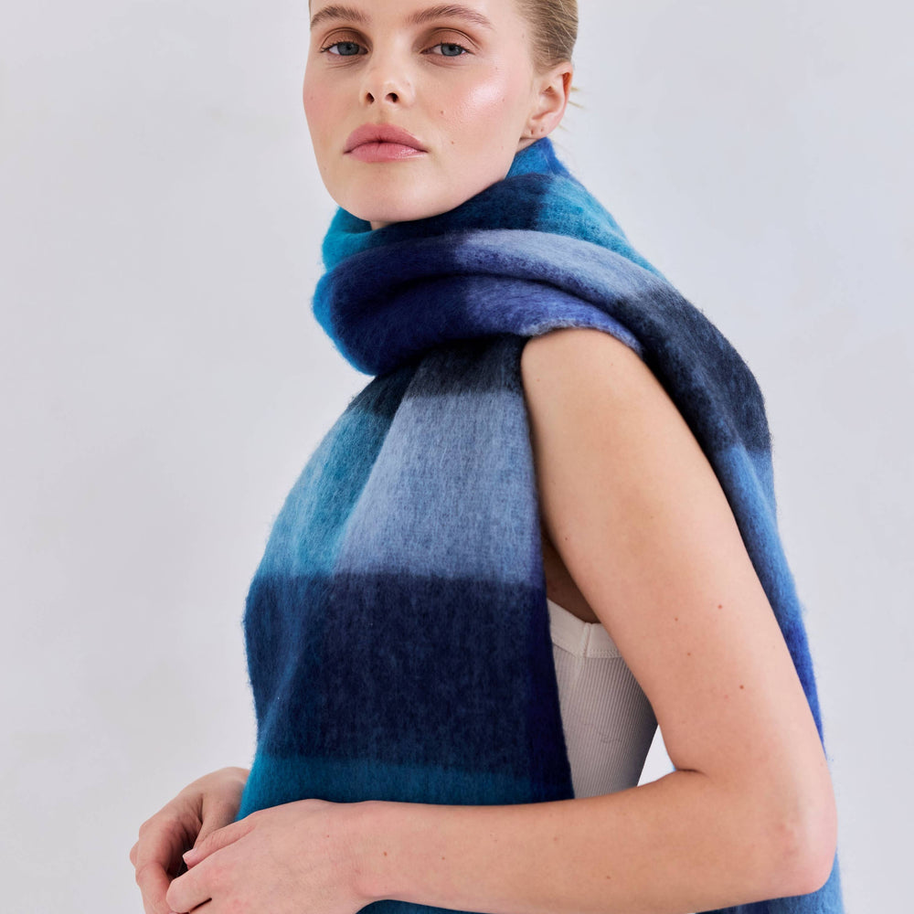 
                      
                        The Reykjavik Scarf - 100% Recycled - Blue Check
                      
                    