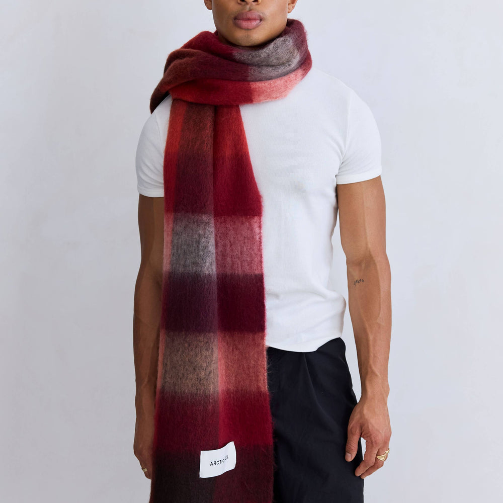 
                      
                        The Reykjavik Scarf - 100% Recycled - Burgundy check
                      
                    