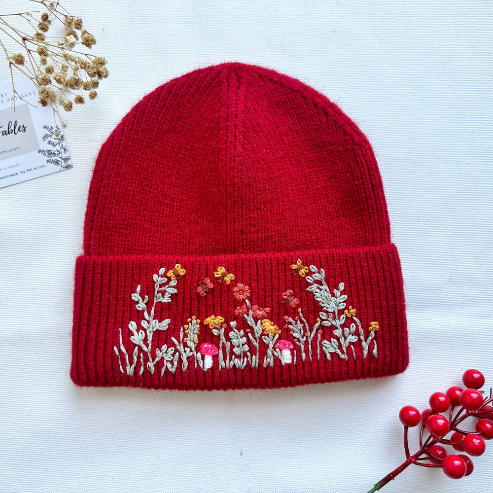 Hand-Embroidered Beanie