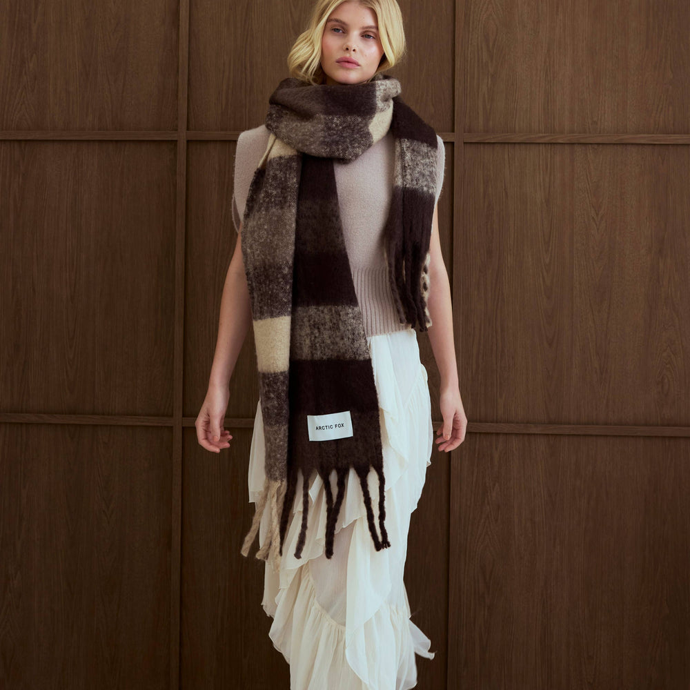 The Reykjavik Scarf - 100% Recycled - Brown Check