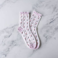 Pastel Color Floral Casual Socks