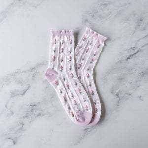 Pastel Color Floral Casual Socks