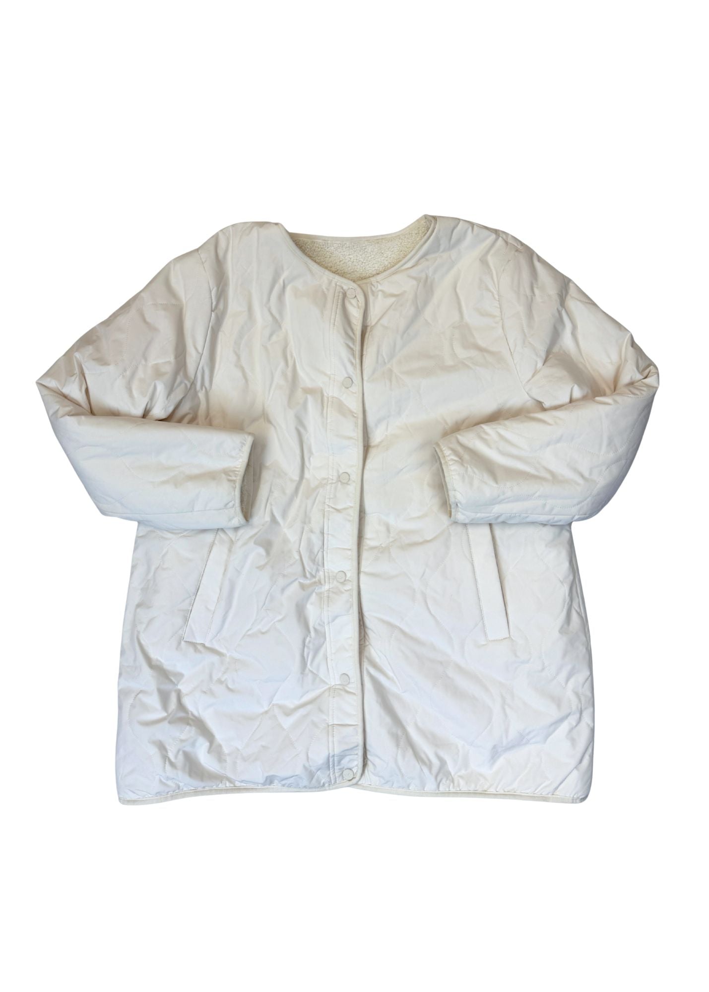 Pre-loved Reversible White Sherpa Jacket - Size L