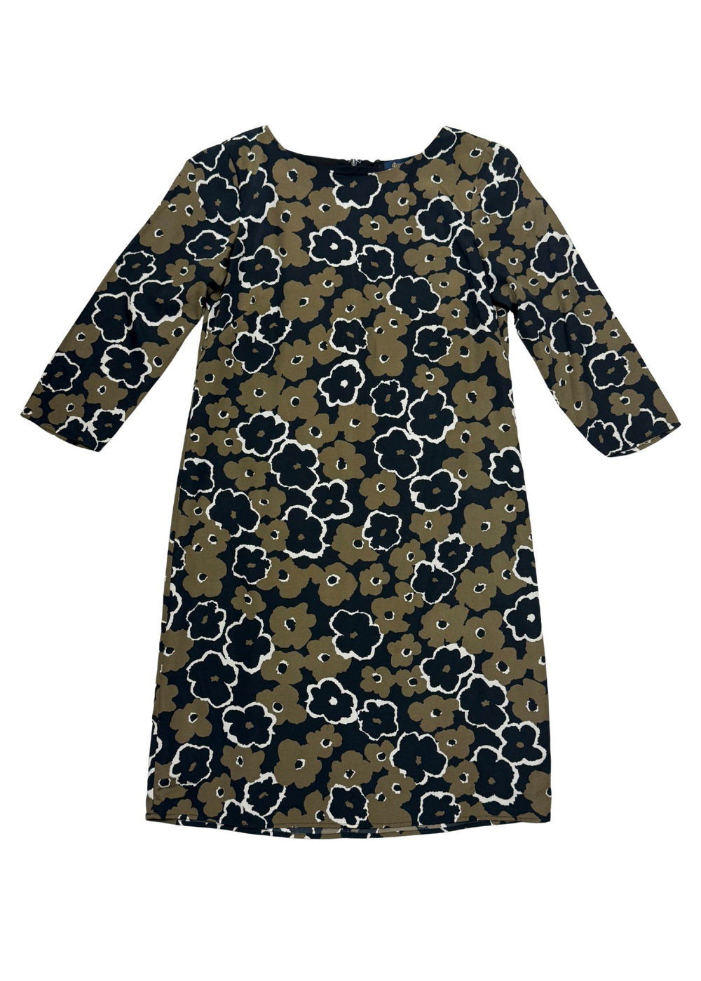 Pre-loved Olive & Black Floral Dress - Size S