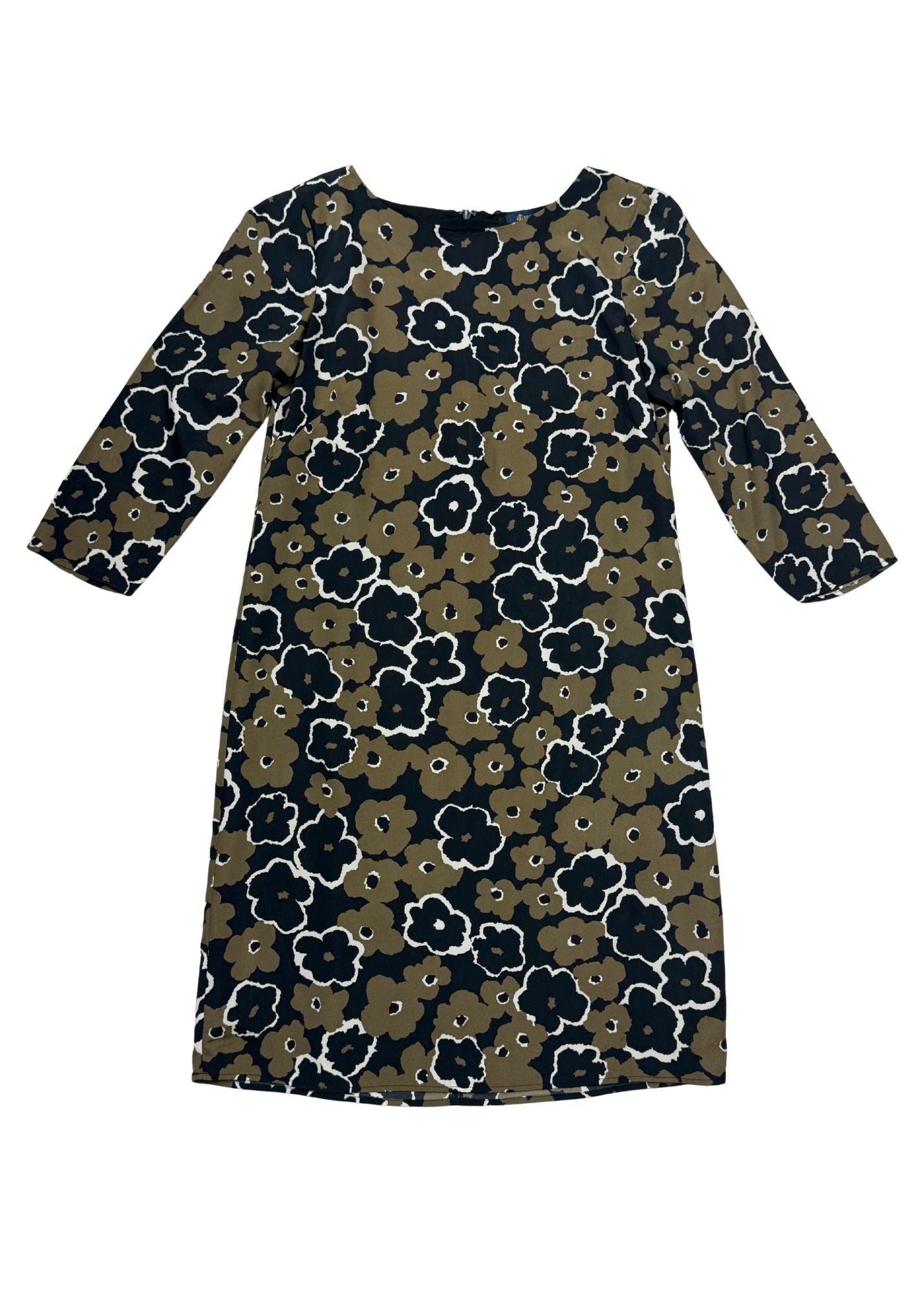 Pre-loved Olive & Black Floral Dress - Size S