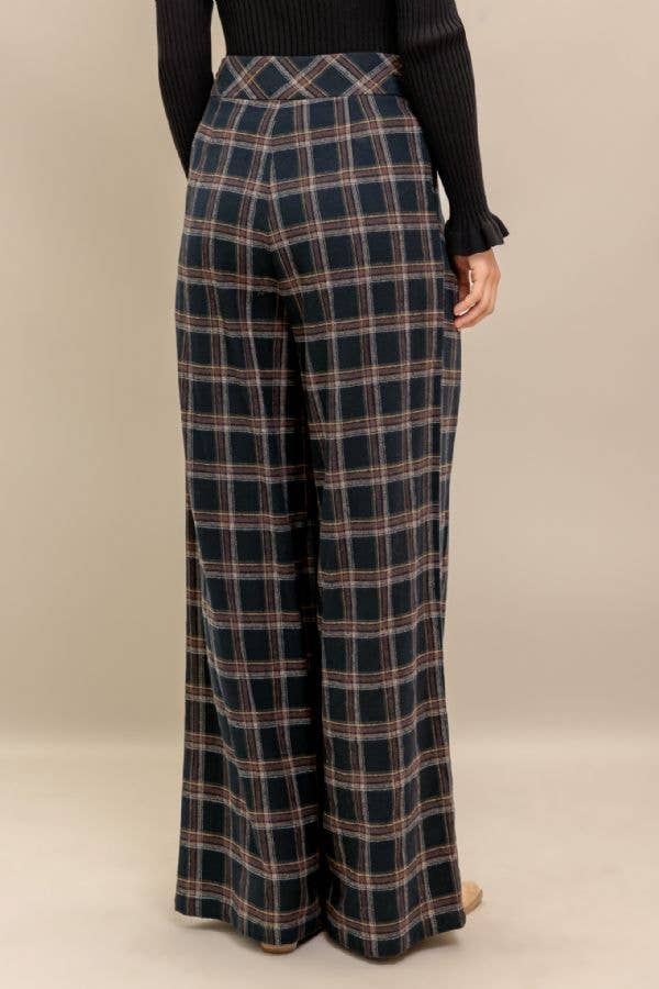 Claire Wide Leg Plaid Pants