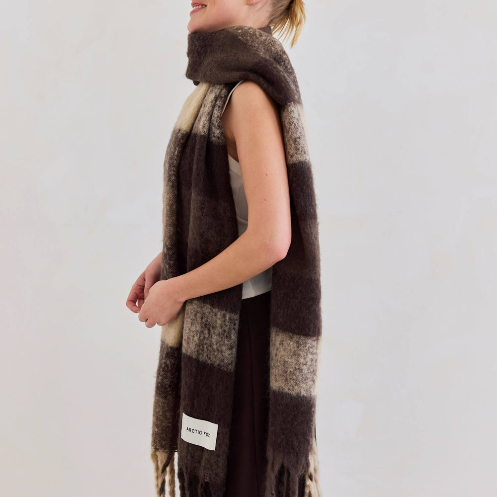 
                      
                        The Reykjavik Scarf - 100% Recycled - Brown Check
                      
                    