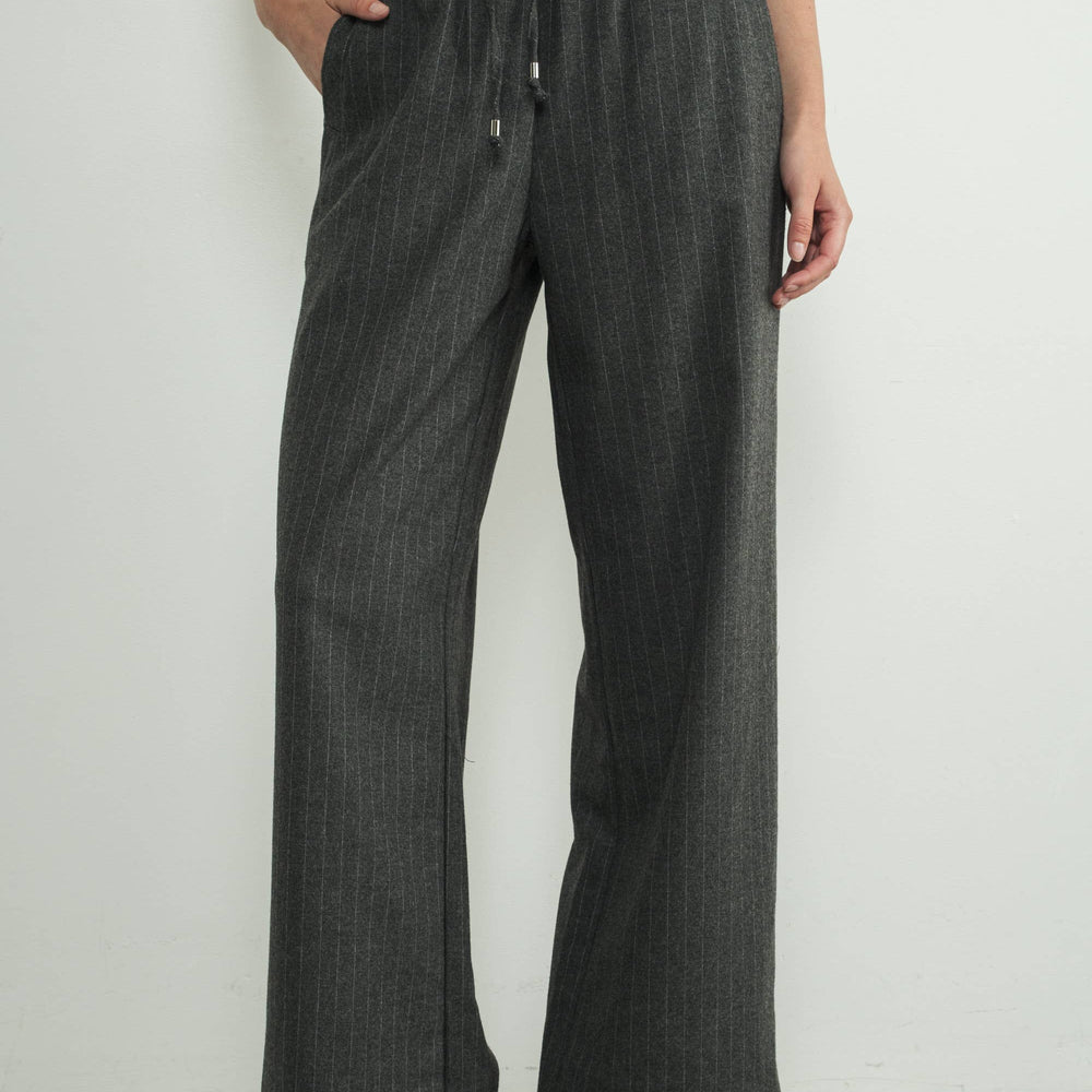 Pin-stripe Waist Elastic Tailored Pants