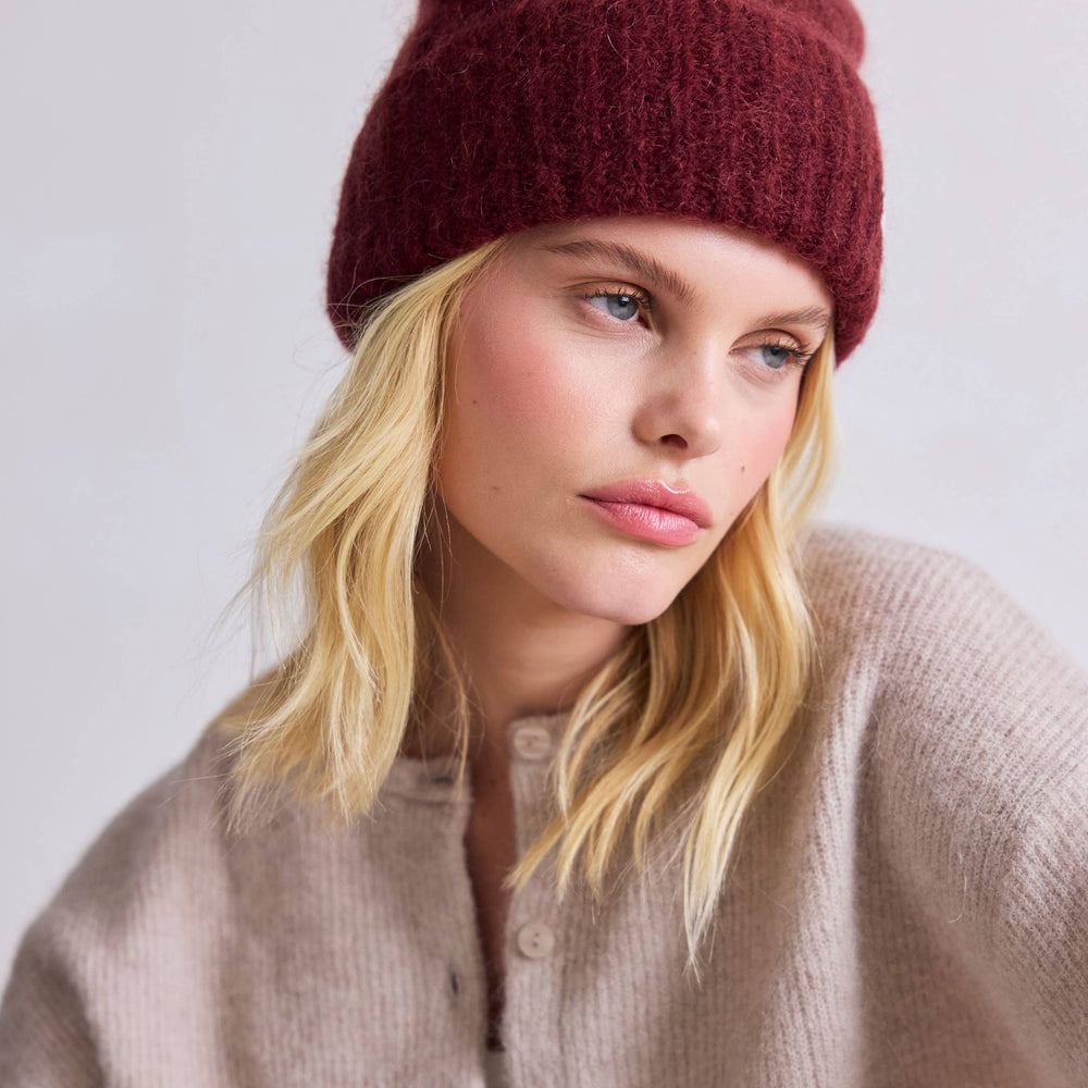 The Mohair Beanie - Cherry Burgundy