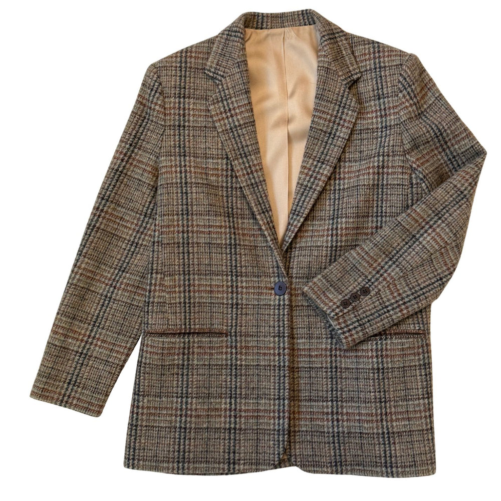 Pre-loved Land’s End Tan Plaid Blazer - Size M