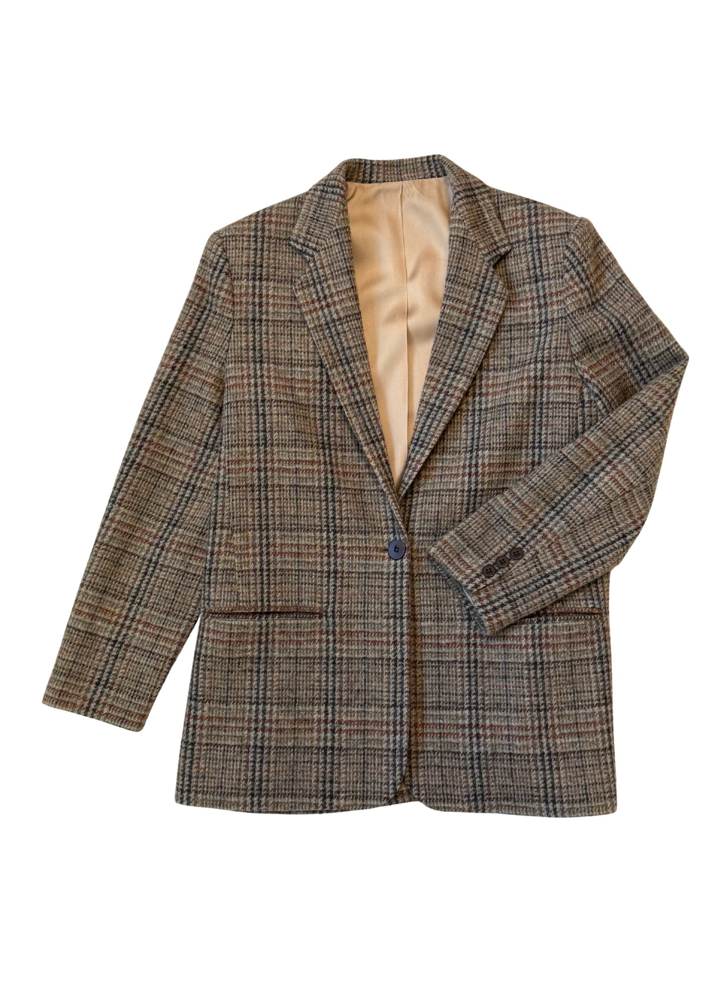 Pre-loved Land’s End Tan Plaid Blazer - Size M