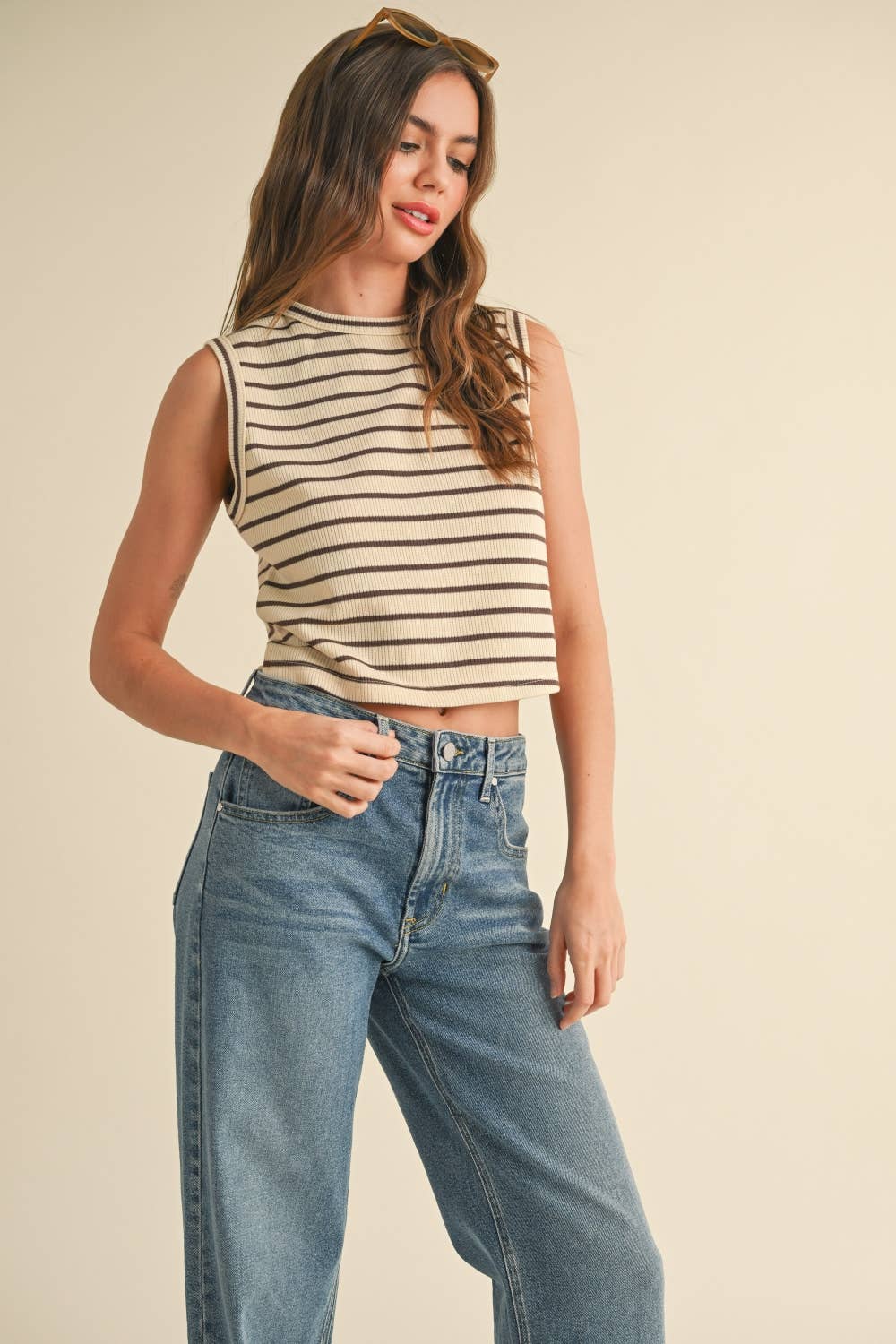 New Striped Knitted Sleeveless Top