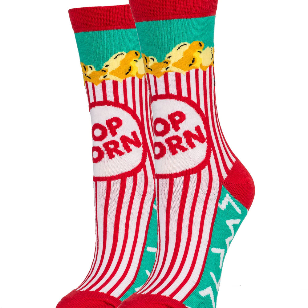 Box O' Popcorn | Women's Cotton Crew Funny Socks