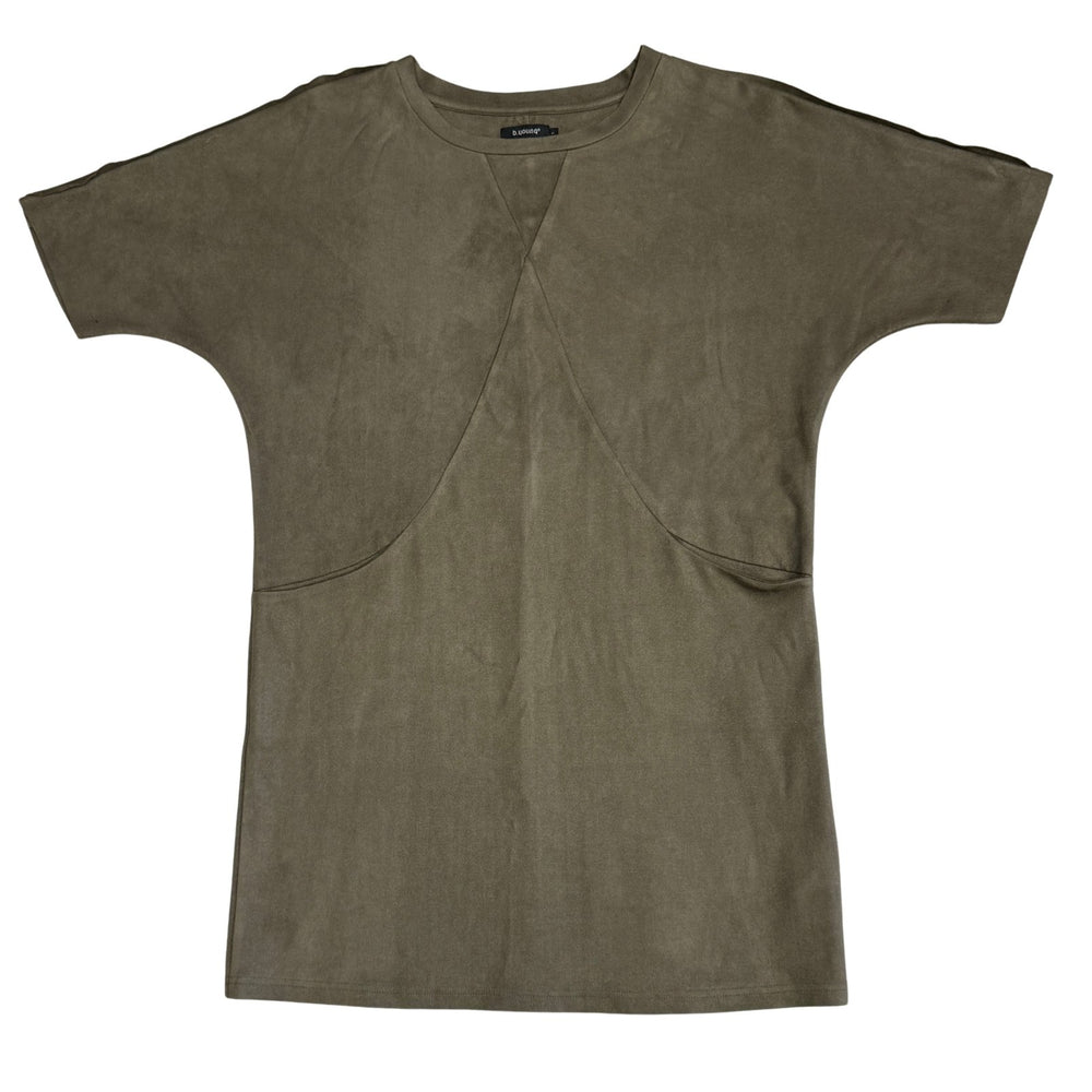 Pre-loved Faux Suede Olive-Khaki Dress - Size S