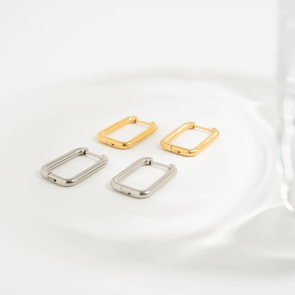 Rounded Rectangle Everyday Huggie Earrings