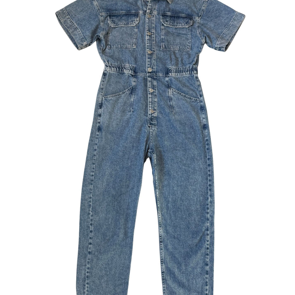 Pre-loved Free People Short Sleeve Denim Jumpsuit- Size L