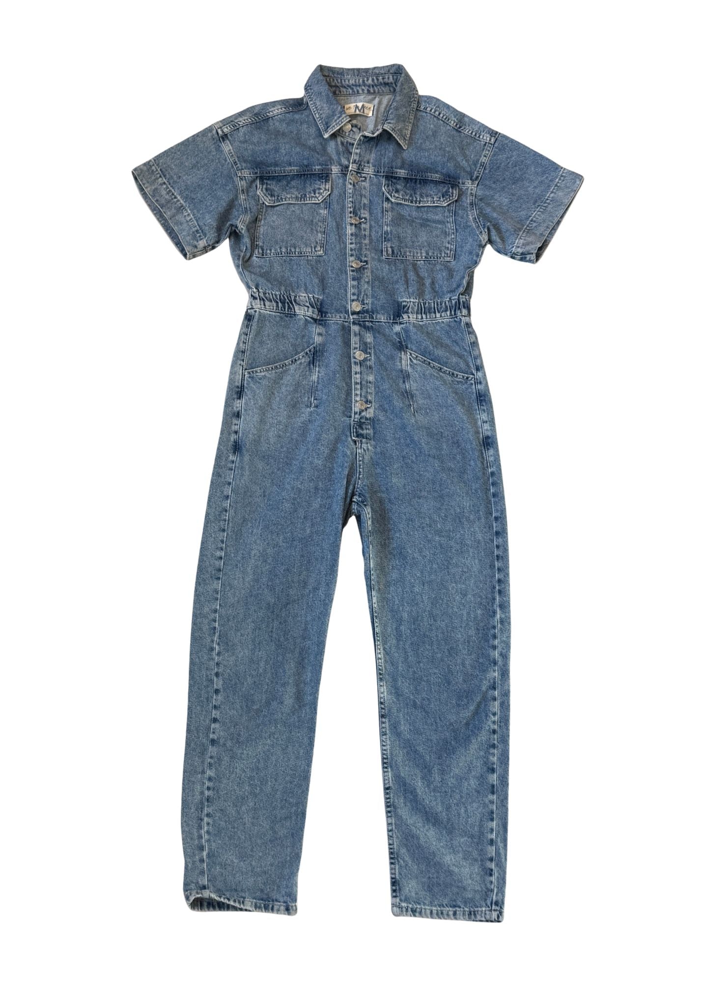 Pre-loved Free People Short Sleeve Denim Jumpsuit- Size L