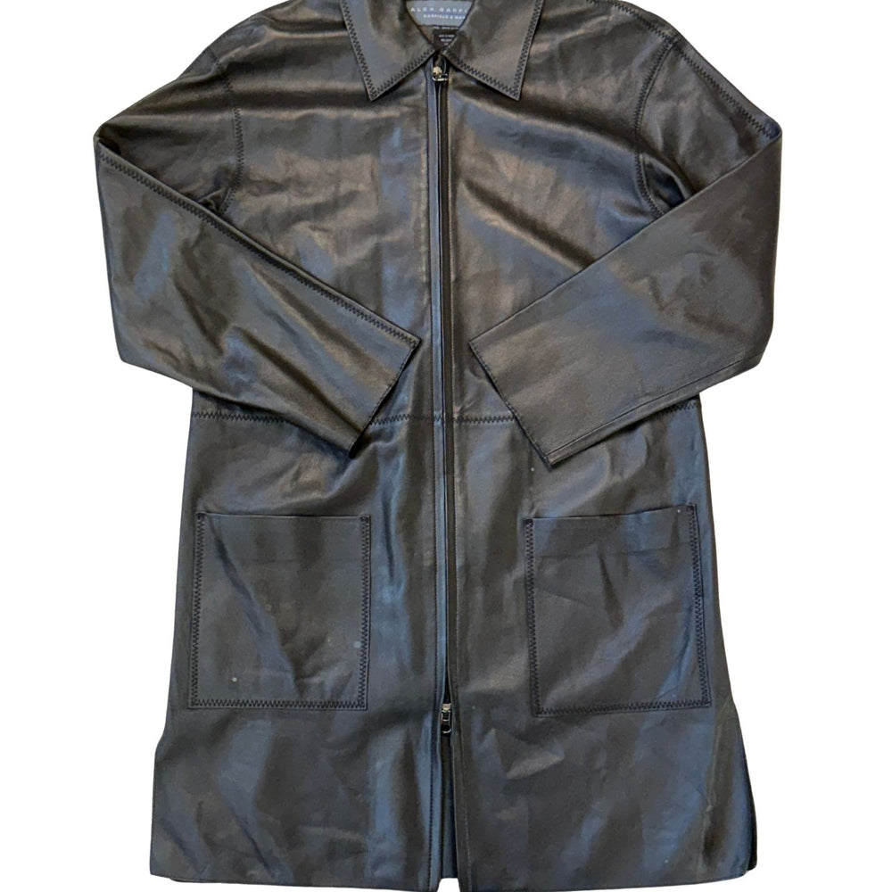 Pre-loved Alex Garfield Black Leather Full Zip Jacket - Size S