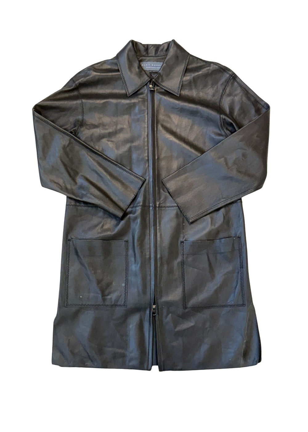 Pre-loved Alex Garfield Black Leather Full Zip Jacket - Size S