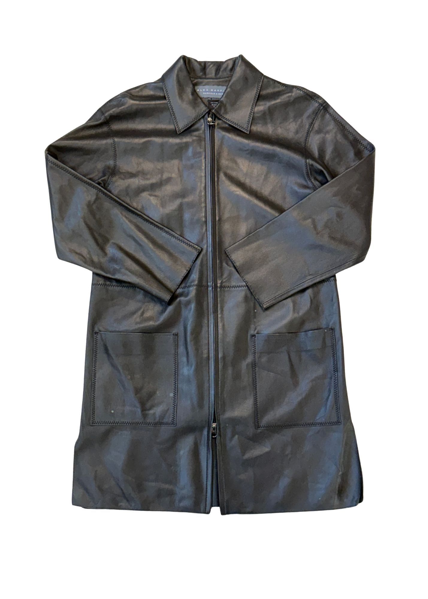 Pre-loved Alex Garfield Black Leather Full Zip Jacket - Size S