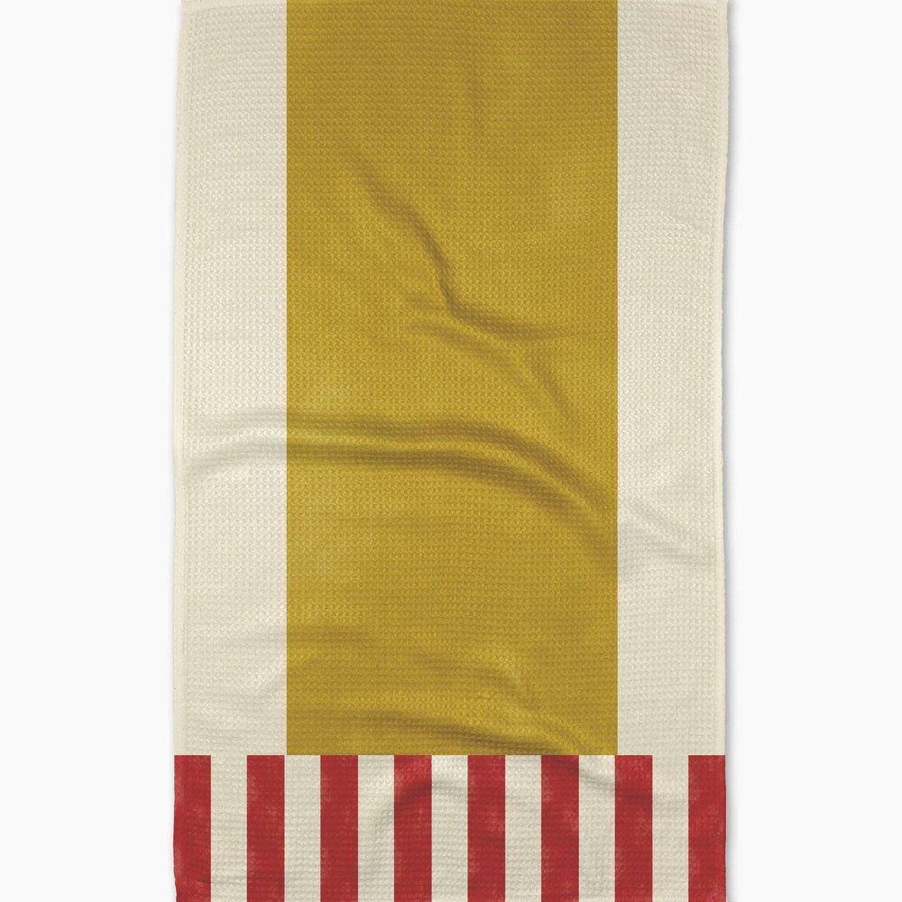 Striped Heart Yellow Tea Towel