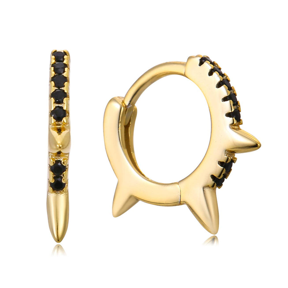 Black Onyx Spike Huggie Earrings