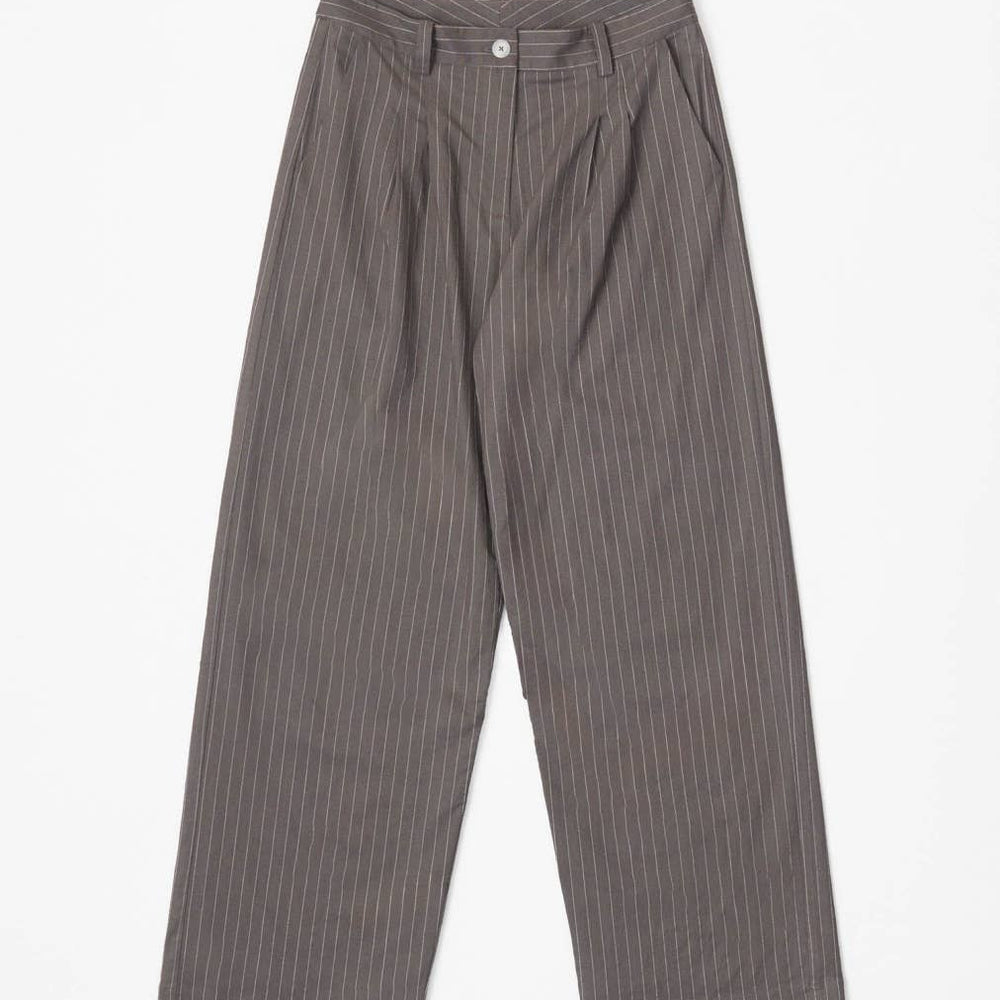 The Frances Striped Straight Leg Linen Trousers