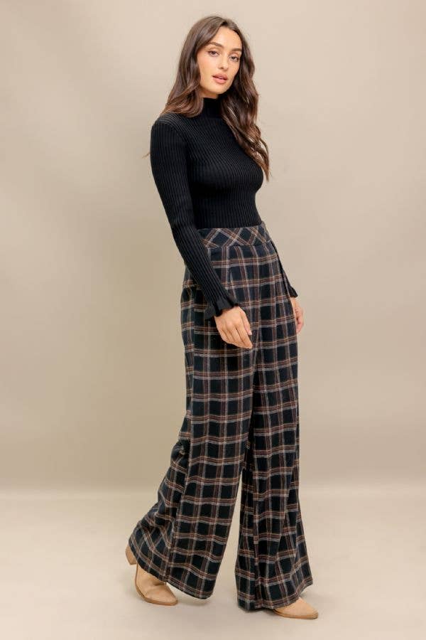 
                      
                        Claire Wide Leg Plaid Pants
                      
                    