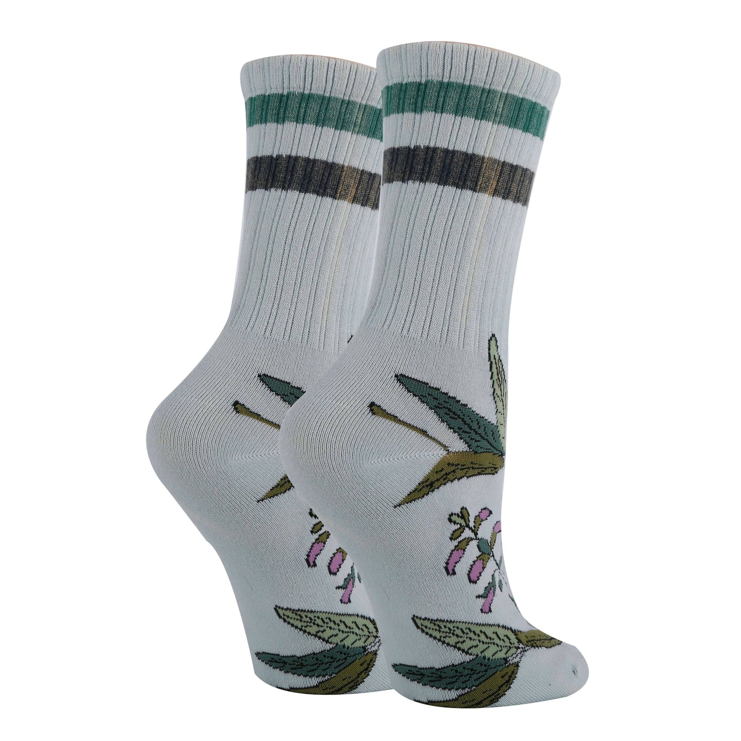 Sage Vibes | Women's Floral Premium Athletic Crew Socks