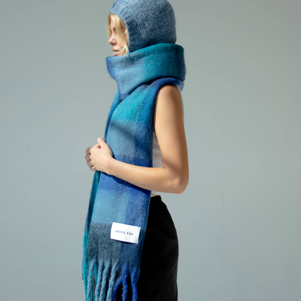 The Reykjavik Scarf - 100% Recycled - Blue Check