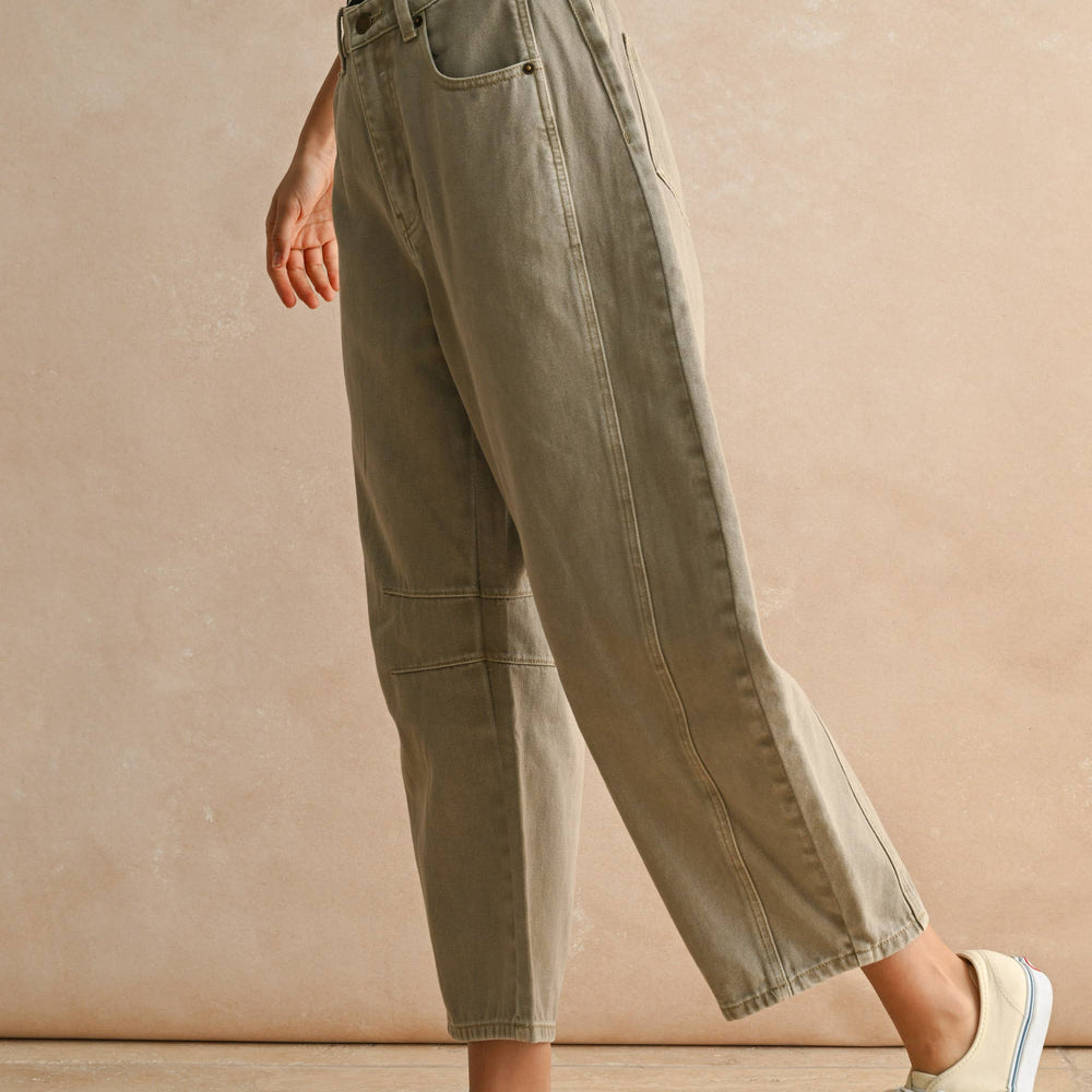 Barrel Cotton Pants - Stone