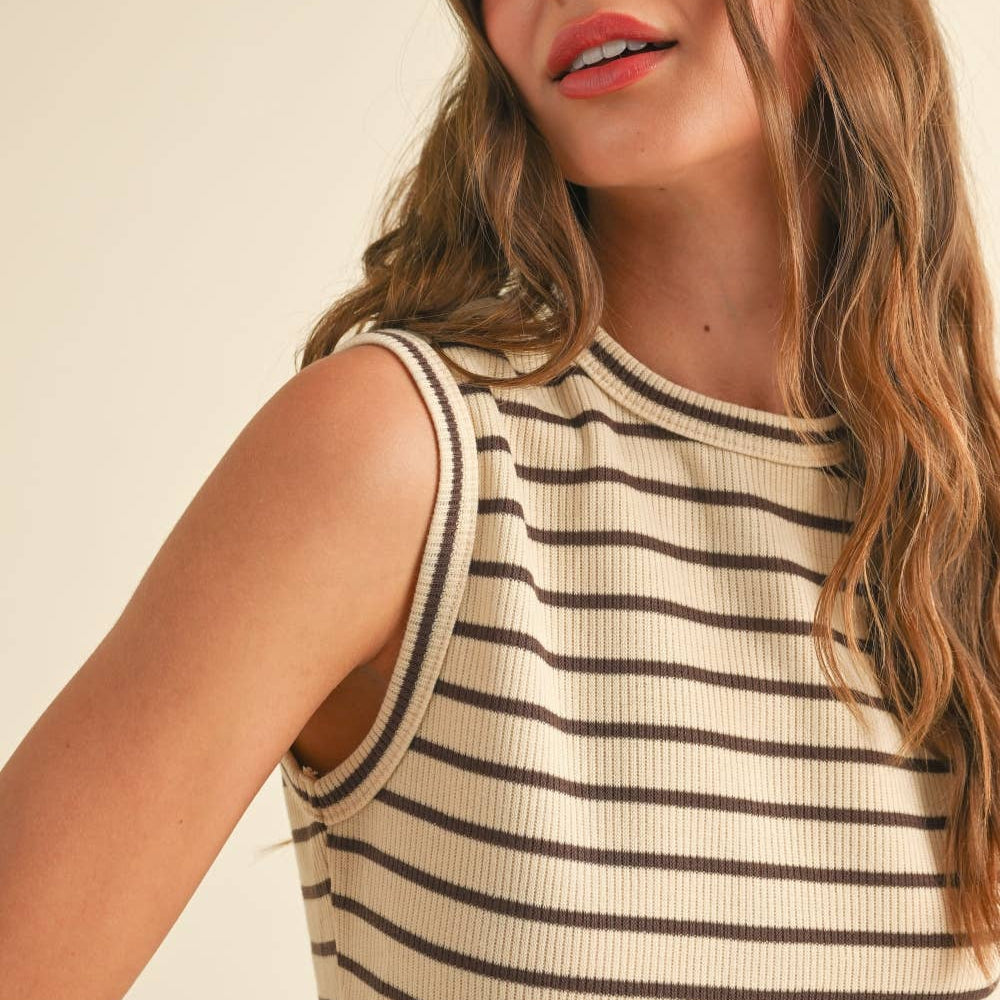 
                      
                        New Striped Knitted Sleeveless Top
                      
                    